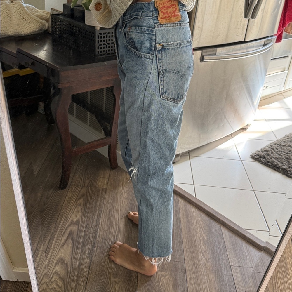Customized pair of Levi’s 505 jeans into
About a size 26 vintage denim - Picture 3 of 16